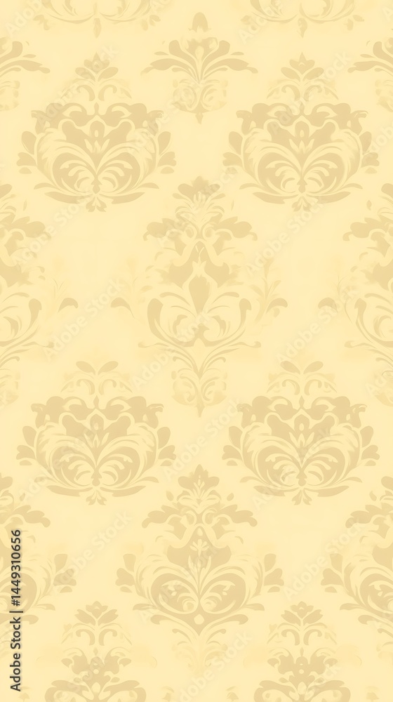 Poster subtle gold damask background in a repeated pattern for sophisticated design