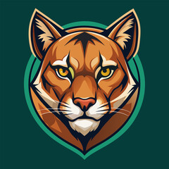 Intense Cougar Portrait. Wild Cat Illustration