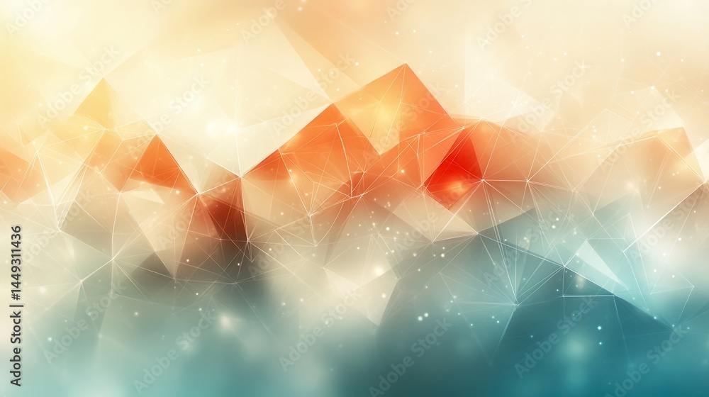 Poster abstract geometric design with warm tones and connected lines