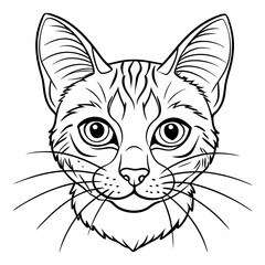 Fototapeta premium Cute Cat Portrait Line Art Illustration