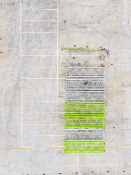 Aerial View of Tower Crane Truss Sections on Storage Yard