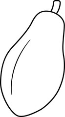 Papaya fruit outline, coloring book and icon illustration.
