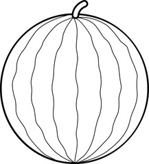 Watermelon fruit outline, coloring book and icon illustration.