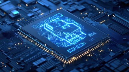 Fototapeta premium Bitcoin Cryptocurrency Chip: Digital Currency Technology