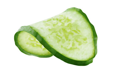 Cucumber slice isolated on white background, full depth of field