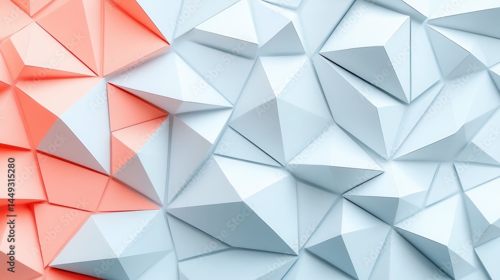 Poster abstract geometric pattern of triangles in light peach and white