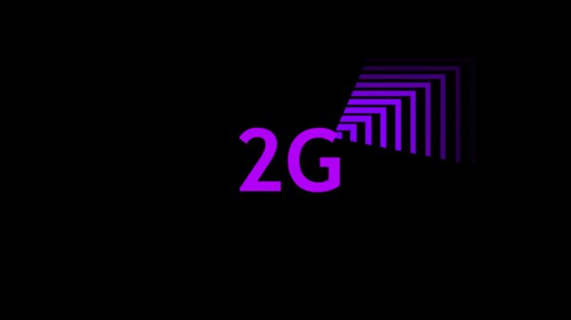 2G WIFI wireless icon , internet connection animation on black background .