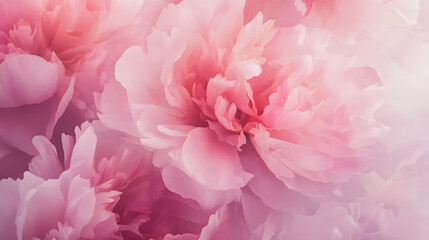 Abstract watercolor background with pink peony flowers. Romantic wallpaper design for wedding invitation card.