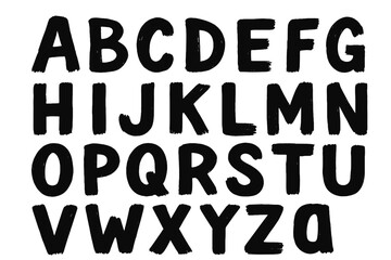 Grunge Alphabet Art Featuring Bold Black Letters on White Background  