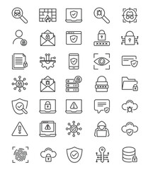 Cybersecurity icons depict safety measures