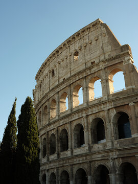 The Colosseum of Rome, Italy. Partial view from outside.