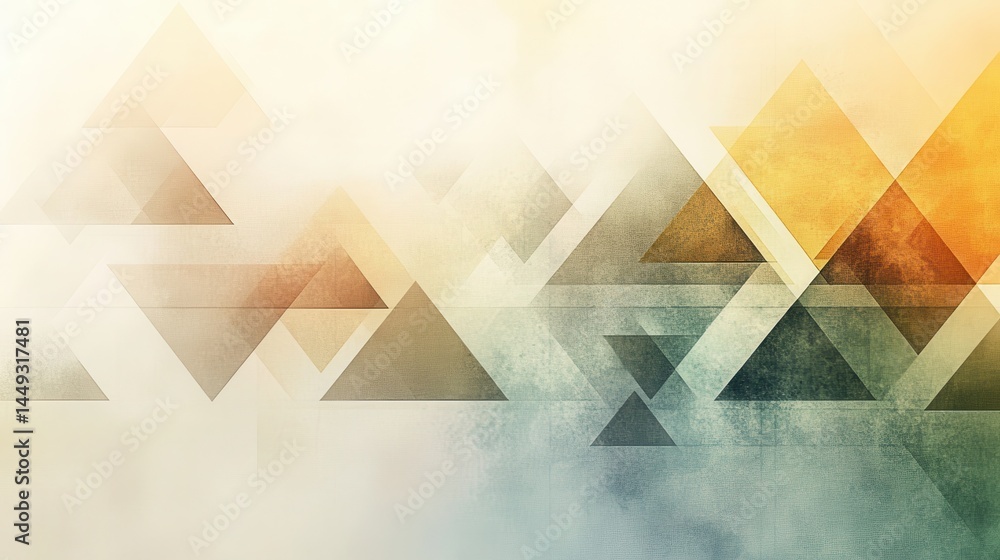 Aufkleber abstract geometric pattern with overlapping triangles in various shades of muted colors