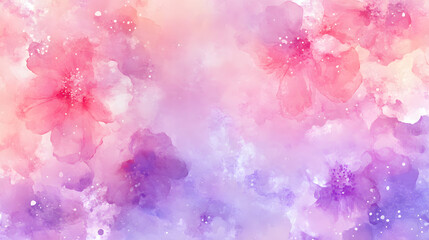 Fototapeta premium Abstract watercolor floral pattern in soft pastel pink and purple colors. Abstract floral background.