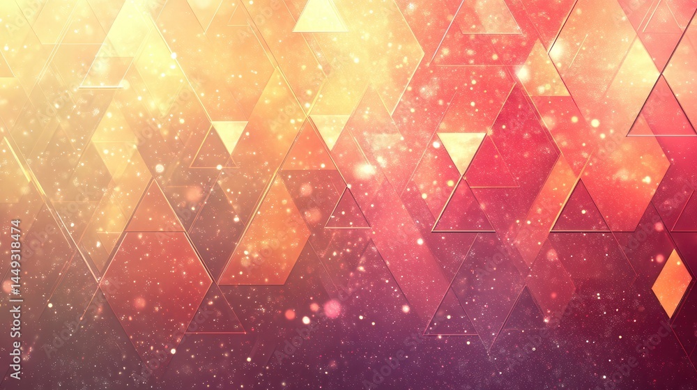 Poster abstract geometric pattern with warm colors and sparkle