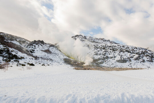Steaming Sulphur Fumaroles At The Mount Iō, Hokkaido, Japan  