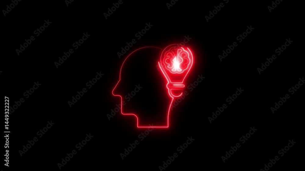 Aufkleber neon brain idea concept showing innovative thinking and cognitive functions