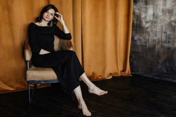 Full body portrait of woman in dress 