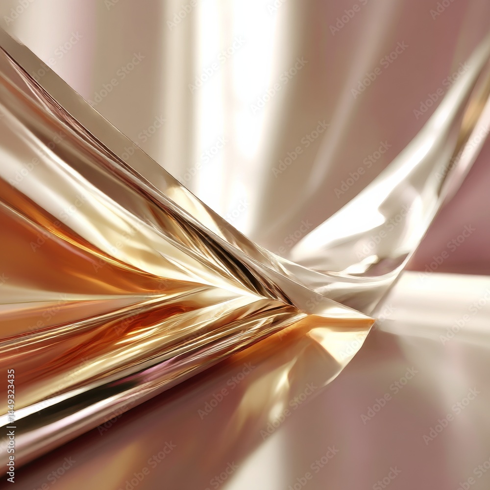 Aufkleber Golden Elegance: Abstract Metallic Folds and Reflections Creating a Luxurious and Modern Texture Background