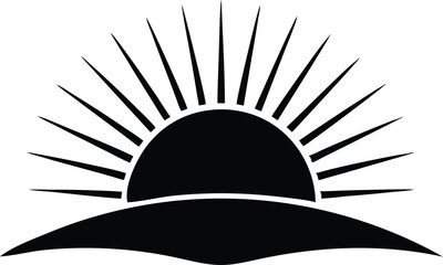 morning sun silhouette vector illustration