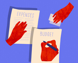 Finances money management highlighting expenses and budget 