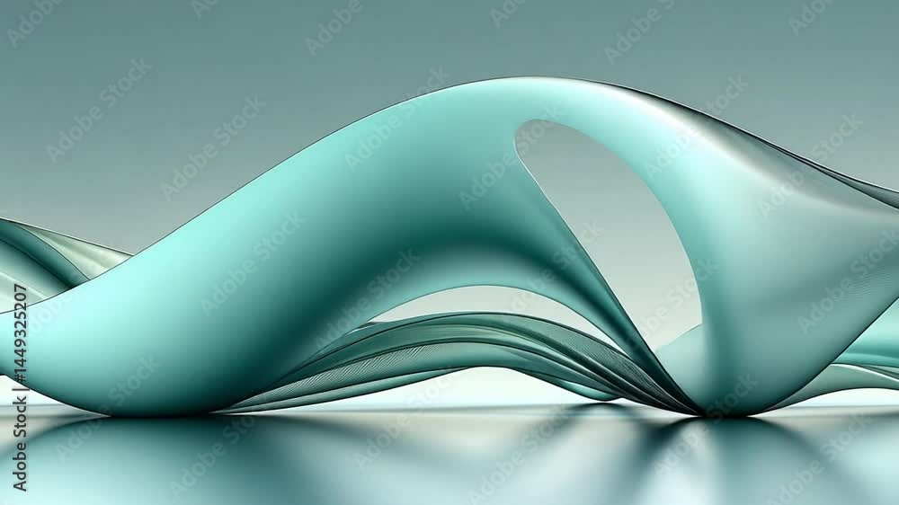 Poster smooth and fluid abstract design elegant curves and waves in teal, creating modern artistic atmosphe