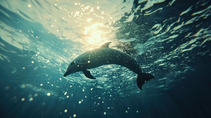 Fototapeta premium Dolphin leaping underwater