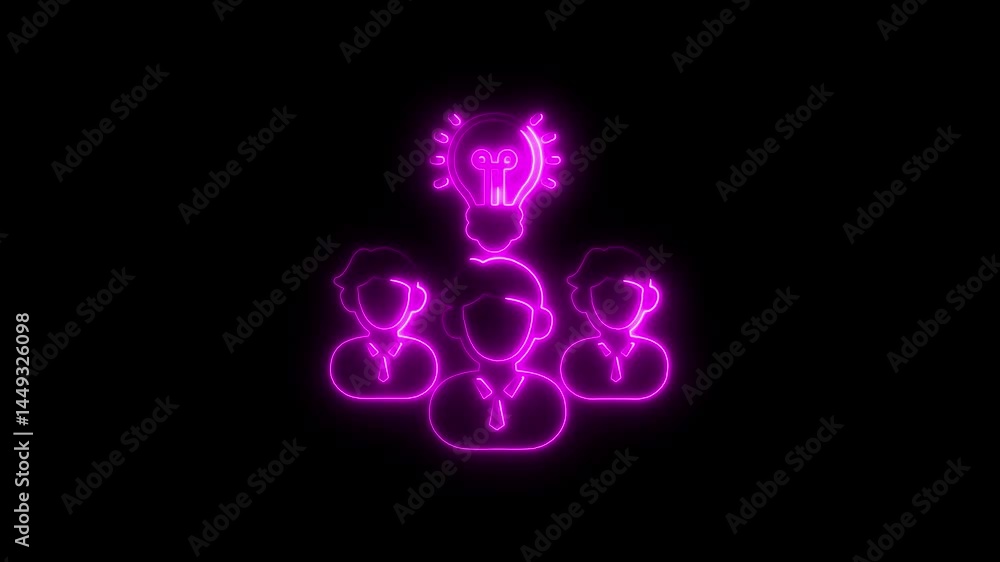 Poster neon illuminated team brainstorming and collaboration concept of a shared idea
