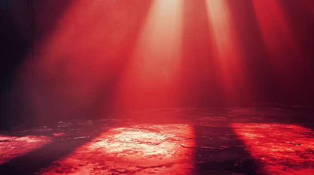 A red room with a spotlight shining on it