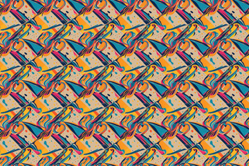 Vibrant Abstract Pattern with Bold Colors and Geometric Shapes.