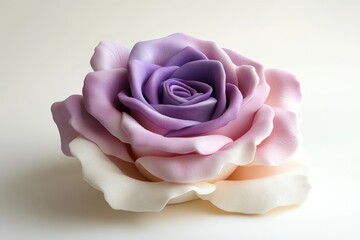 A three-toned artificial rose's delicate beauty.