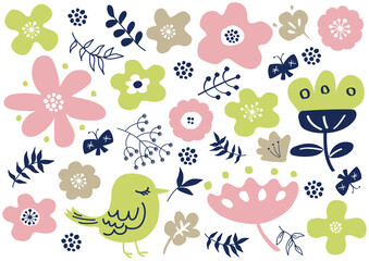 Obraz premium 北欧風花柄パターン