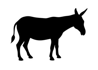 donkey silhouette on transparent background for web and graphic design