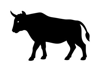 ox or bull silhouette on transparent background for web and graphic design