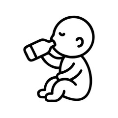 baby drinking from bottle on transparent background for web and graphic design