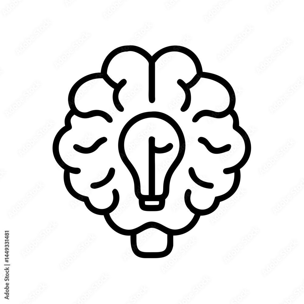 Aufkleber brain with lightbulb analytical thinking on transparent background for web and graphic design