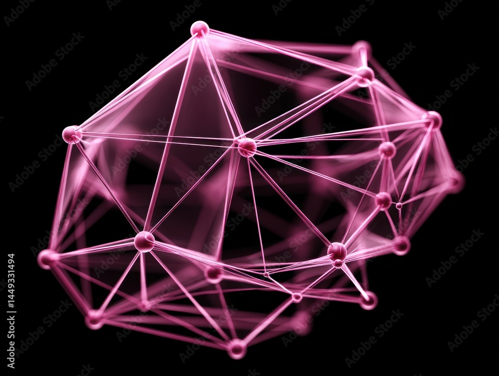 Aufkleber an abstract illustration of glowing network nodes forming a brain, symbolizing connectivity and inte