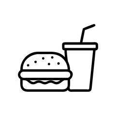 burger and soda on transparent background for web and graphic design
