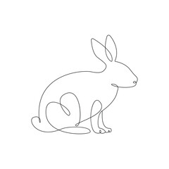 Obraz premium Rabbit animal one line drawing art outline pro vector illustration and minimalistic