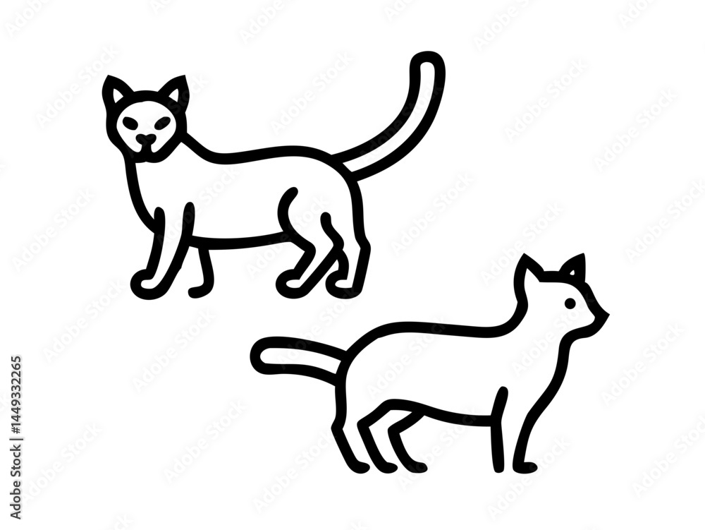 Poster cat two poses on transparent background for web and graphic design