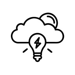 cloud with lightning and lightbulb inspiration storm on transparent background for web and graphic design