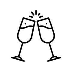 clinking champagne glasses on transparent background for web and graphic design