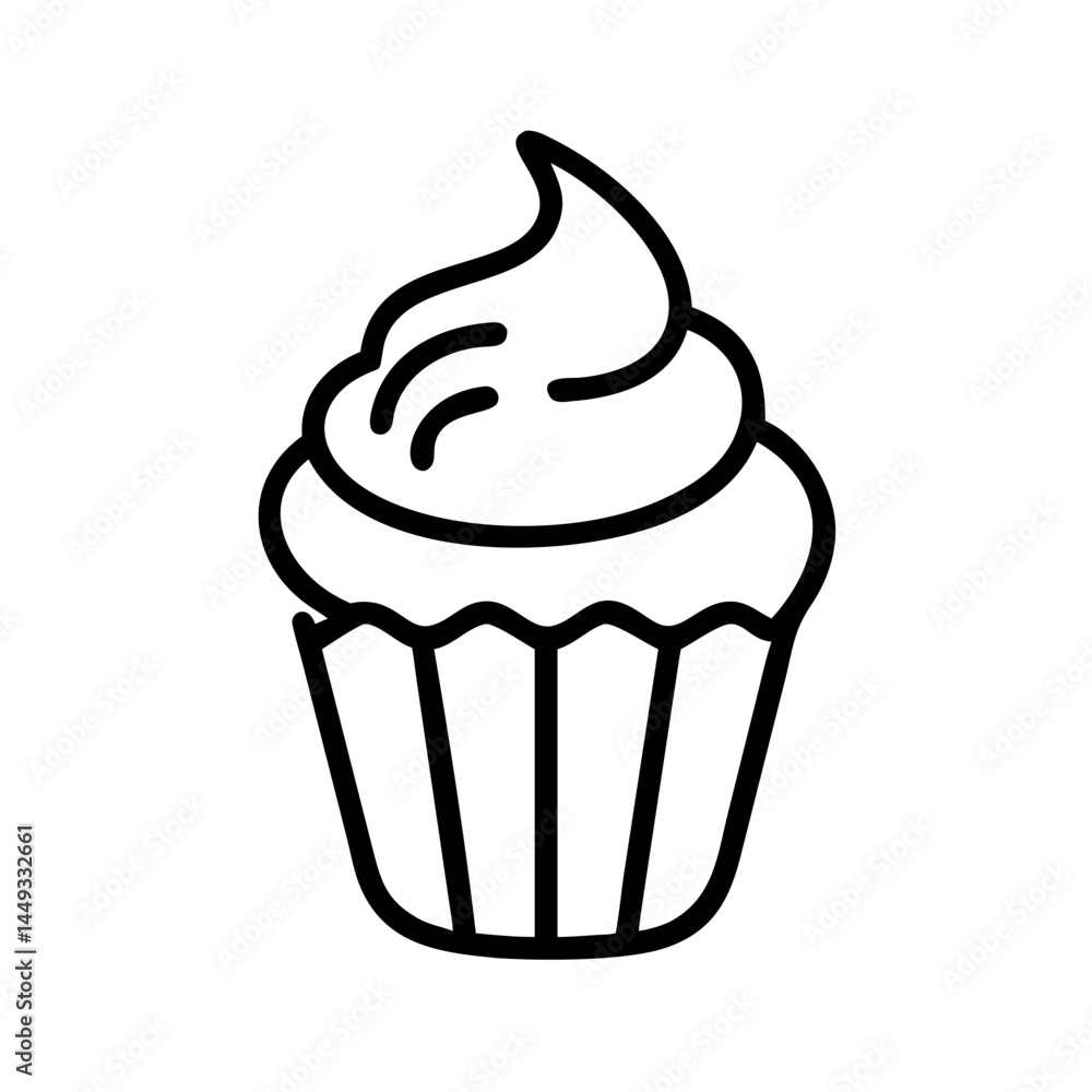 Poster cupcake with swirl frosting on transparent background for web and graphic design