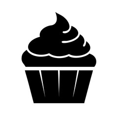 cream topped cupcake silhouette on transparent background for web and graphic design
