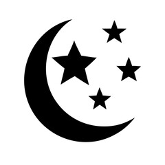 crescent moon with stars dreams calmness silhouette on transparent background for web and graphic design