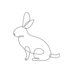 Rabbit animal one line drawing art outline pro vector illustration and minimalistic
