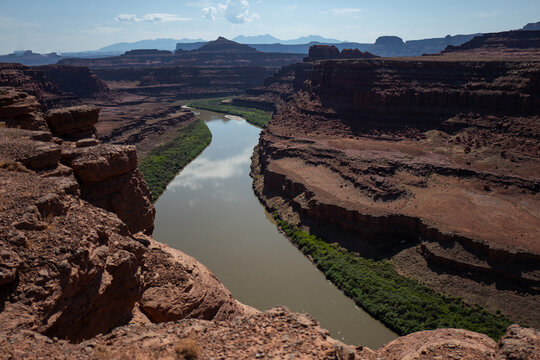 The Colorado River winding through the  canyon