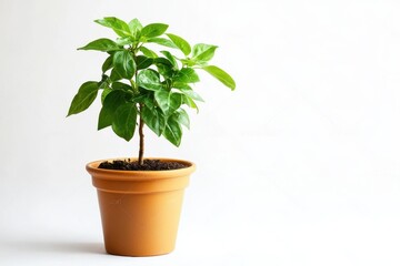 Obraz premium Potted plant on a white surface
