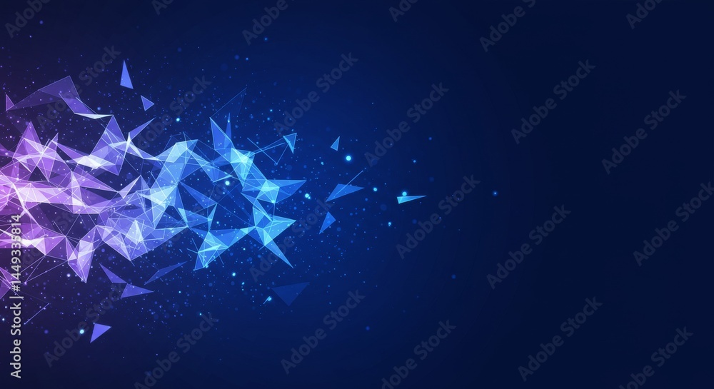 Poster futuristic polygonal network technology - abstract network, internet communication, data flow, techn