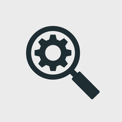 Magnifying Glass with Gear Icon – Settings Search Concept