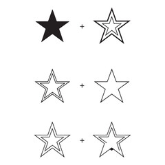 Star vector icons. Stars collection. Star icon. Stars in modern simple flat style. Black stars, vector illustration